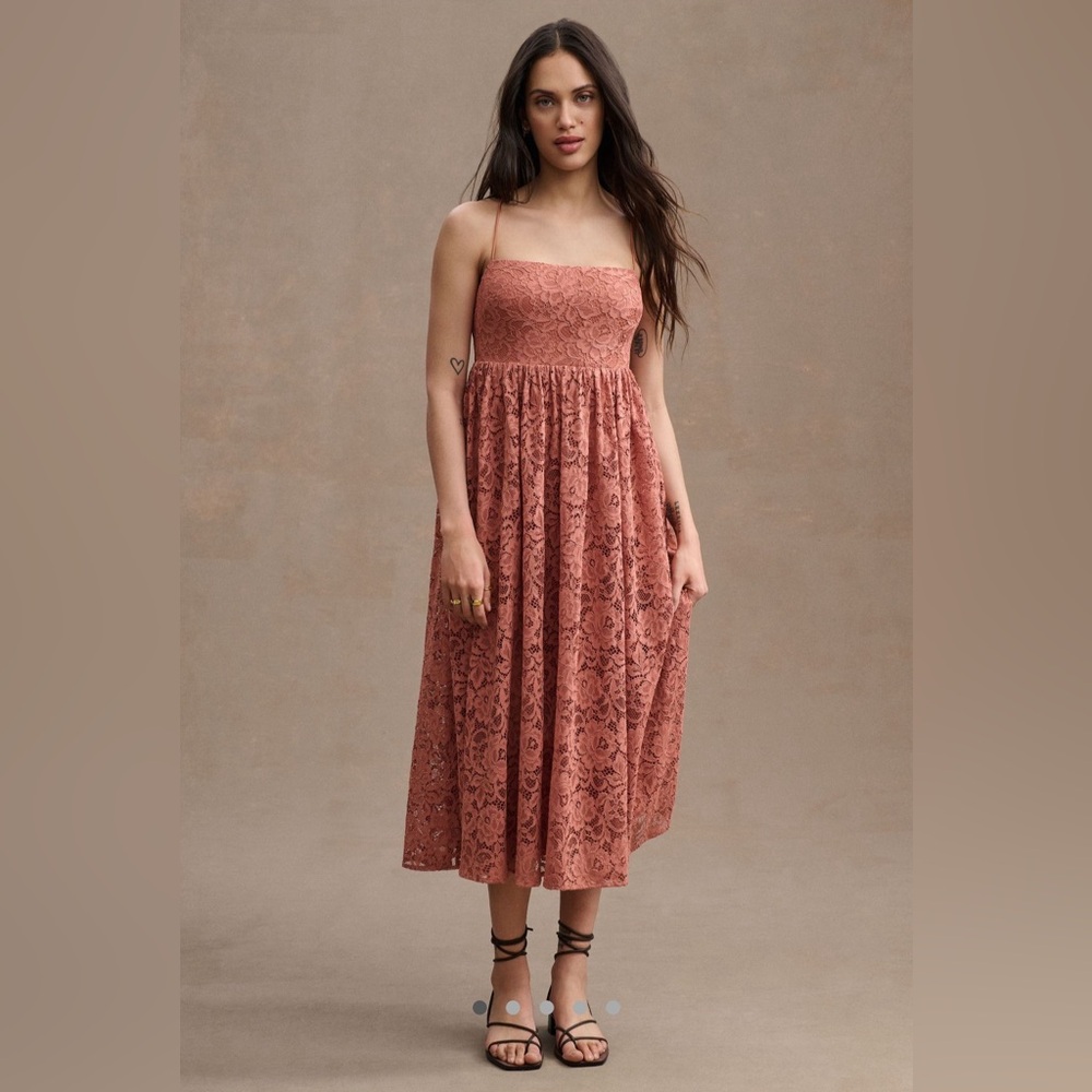 BHLDN Terracotta Lace Midi Dress